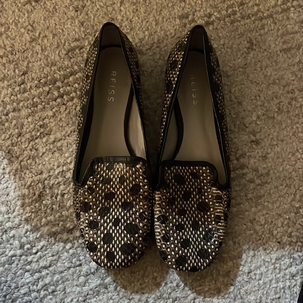 Reiss black polka dot loafers